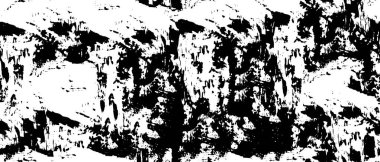 Grunge üst üste biniyor. Soyut siyah-beyaz vektör arkaplanı. Çatlak, leke ve noktalarda kirli desenli tek renkli klasik yüzey. Karanlık korku tarzında eski bir duvar.