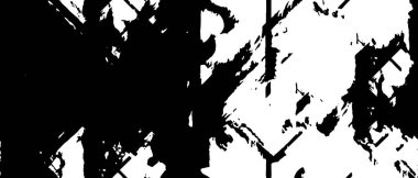 Grunge üst üste biniyor. Soyut siyah-beyaz vektör arkaplanı. Çatlak, leke ve noktalarda kirli desenli tek renkli klasik yüzey. Karanlık korku tarzında eski bir duvar.