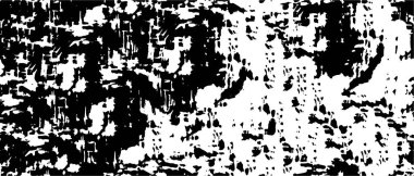 Grunge üst üste biniyor. Soyut siyah-beyaz vektör arkaplanı. Çatlak, leke ve noktalarda kirli desenli tek renkli klasik yüzey. Karanlık korku tarzında eski bir duvar.
