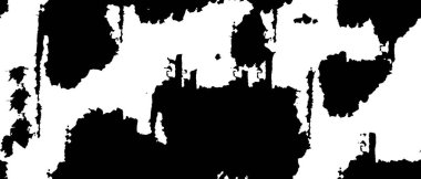 Grunge üst üste biniyor. Soyut siyah-beyaz vektör arkaplanı. Çatlak, leke ve noktalarda kirli desenli tek renkli klasik yüzey. Karanlık korku tarzında eski bir duvar.