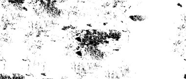 Grunge üst üste biniyor. Soyut siyah-beyaz vektör arkaplanı. Çatlak, leke ve noktalarda kirli desenli tek renkli klasik yüzey. Karanlık korku tarzında eski bir duvar.