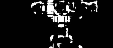 Grunge üst üste biniyor. Soyut siyah-beyaz vektör arkaplanı. Çatlak, leke ve noktalarda kirli desenli tek renkli klasik yüzey. Karanlık korku tarzında eski bir duvar.