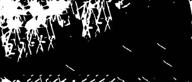 Grunge üst üste biniyor. Soyut siyah-beyaz vektör arkaplanı. Çatlak, leke ve noktalarda kirli desenli tek renkli klasik yüzey. Karanlık korku tarzında eski bir duvar.