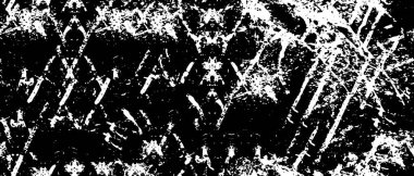 Grunge üst üste biniyor. Soyut siyah-beyaz vektör arkaplanı. Çatlak, leke ve noktalarda kirli desenli tek renkli klasik yüzey. Karanlık korku tarzında eski bir duvar.