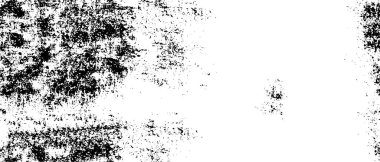 Grunge üst üste biniyor. Soyut siyah-beyaz vektör arkaplanı. Tek renkli vintage yüzey 