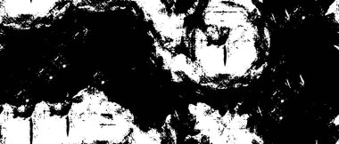 Grunge üst üste biniyor. Soyut siyah-beyaz vektör arkaplanı. Çatlak, leke ve noktalarda kirli desenli tek renkli klasik yüzey. Karanlık korku tarzında eski bir duvar.