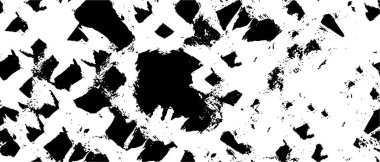 Grunge üst üste biniyor. Soyut siyah-beyaz vektör arkaplanı. Çatlak, leke ve noktalarda kirli desenli tek renkli klasik yüzey. Karanlık korku tarzında eski bir duvar.