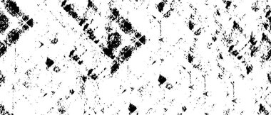 Grunge üst üste biniyor. Soyut siyah-beyaz vektör arkaplanı. Çatlak, leke ve noktalarda kirli desenli tek renkli klasik yüzey. Karanlık korku tarzında eski bir duvar.