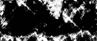 Grunge üst üste biniyor. Soyut siyah-beyaz vektör arkaplanı. Çatlak, leke ve noktalarda kirli desenli tek renkli klasik yüzey. Karanlık korku tarzında eski bir duvar.