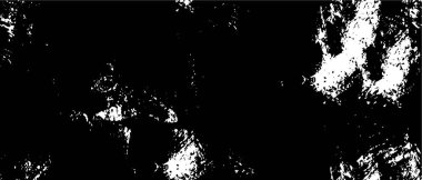 Grunge üst üste biniyor. Soyut siyah-beyaz vektör arkaplanı. Çatlak, leke ve noktalarda kirli desenli tek renkli klasik yüzey. Karanlık korku tarzında eski bir duvar.