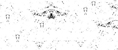 Grunge üst üste biniyor. Soyut siyah-beyaz vektör arkaplanı. Çatlak, leke ve noktalarda kirli desenli tek renkli klasik yüzey. Karanlık korku tarzında eski bir duvar.