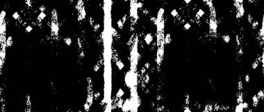 Grunge üst üste biniyor. Soyut siyah-beyaz vektör arkaplanı. Çatlak, leke ve noktalarda kirli desenli tek renkli klasik yüzey. Karanlık korku tarzında eski bir duvar.