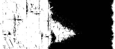 Grunge üst üste biniyor. Soyut siyah-beyaz vektör arkaplanı. Çatlak, leke ve noktalarda kirli desenli tek renkli klasik yüzey. Karanlık korku tarzında eski bir duvar.