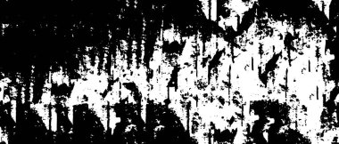 Grunge üst üste biniyor. Soyut siyah-beyaz vektör arkaplanı. Çatlak, leke ve noktalarda kirli desenli tek renkli klasik yüzey. Karanlık korku tarzında eski bir duvar.