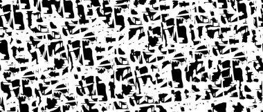 Grunge üst üste biniyor. Soyut siyah-beyaz vektör arkaplanı. Çatlak, leke ve noktalarda kirli desenli tek renkli klasik yüzey. Karanlık korku tarzında eski bir duvar.