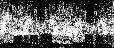 Grunge üst üste biniyor. Soyut siyah-beyaz vektör arkaplanı. Çatlak, leke ve noktalarda kirli desenli tek renkli klasik yüzey. Karanlık korku tarzında eski bir duvar.