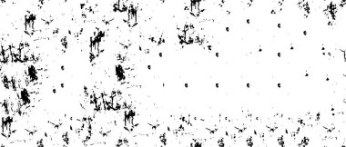 Grunge üst üste biniyor. Soyut siyah-beyaz vektör arkaplanı. Çatlak, leke ve noktalarda kirli desenli tek renkli klasik yüzey. Karanlık korku tarzında eski bir duvar.
