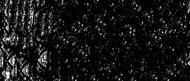 Grunge üst üste biniyor. Soyut siyah-beyaz vektör arkaplanı. Çatlak, leke ve noktalarda kirli desenli tek renkli klasik yüzey. Karanlık korku tarzında eski bir duvar.