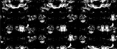 Grunge üst üste biniyor. Soyut siyah-beyaz vektör arkaplanı. Çatlak, leke ve noktalarda kirli desenli tek renkli klasik yüzey. Karanlık korku tarzında eski bir duvar.