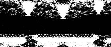 Grunge üst üste biniyor. Soyut siyah-beyaz vektör arkaplanı. Çatlak, leke ve noktalarda kirli desenli tek renkli klasik yüzey. Karanlık korku tarzında eski bir duvar.