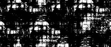 Grunge üst üste biniyor. Soyut siyah-beyaz vektör arkaplanı. Çatlak, leke ve noktalarda kirli desenli tek renkli klasik yüzey. Karanlık korku tarzında eski bir duvar.