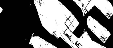 Grunge üst üste biniyor. Soyut siyah-beyaz vektör arkaplanı. Çatlak, leke ve noktalarda kirli desenli tek renkli klasik yüzey. Karanlık korku tarzında eski bir duvar.