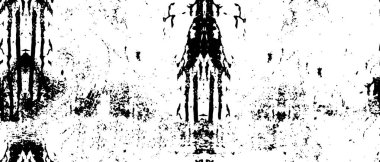 Grunge üst üste biniyor. Soyut siyah-beyaz vektör arkaplanı. Çatlak, leke ve noktalarda kirli desenli tek renkli klasik yüzey. Karanlık korku tarzında eski bir duvar.