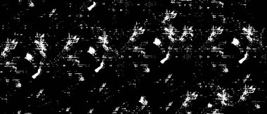 Grunge üst üste biniyor. Soyut siyah-beyaz vektör arkaplanı. Çatlak, leke ve noktalarda kirli desenli tek renkli klasik yüzey. Karanlık korku tarzında eski bir duvar.