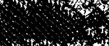 Grunge üst üste biniyor. Soyut siyah-beyaz vektör arkaplanı. Çatlak, leke ve noktalarda kirli desenli tek renkli klasik yüzey. Karanlık korku tarzında eski bir duvar.