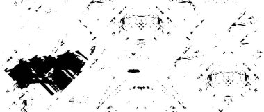 Grunge üst üste biniyor. Soyut siyah-beyaz vektör arkaplanı. Çatlak, leke ve noktalarda kirli desenli tek renkli klasik yüzey. Karanlık korku tarzında eski bir duvar.