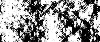 Grunge üst üste biniyor. Soyut siyah-beyaz vektör arkaplanı. Çatlak, leke ve noktalarda kirli desenli tek renkli klasik yüzey. Karanlık korku tarzında eski bir duvar.