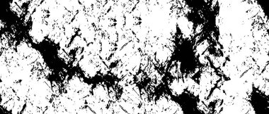 Grunge üst üste biniyor. Soyut siyah-beyaz vektör arkaplanı. Çatlak, leke ve noktalarda kirli desenli tek renkli klasik yüzey. Karanlık korku tarzında eski bir duvar.