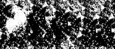 Grunge üst üste biniyor. Soyut siyah-beyaz vektör arkaplanı. Çatlak, leke ve noktalarda kirli desenli tek renkli klasik yüzey. Karanlık korku tarzında eski bir duvar.