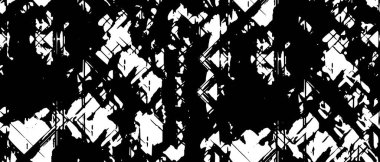 Grunge üst üste biniyor. Soyut siyah-beyaz vektör arkaplanı. Çatlak, leke ve noktalarda kirli desenli tek renkli klasik yüzey. Karanlık korku tarzında eski bir duvar.