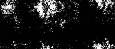 Grunge üst üste biniyor. Soyut siyah-beyaz vektör arkaplanı. Çatlak, leke ve noktalarda kirli desenli tek renkli klasik yüzey. Karanlık korku tarzında eski bir duvar.