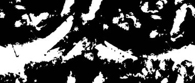 Grunge üst üste biniyor. Soyut siyah-beyaz vektör arkaplanı. Çatlak, leke ve noktalarda kirli desenli tek renkli klasik yüzey. Karanlık korku tarzında eski bir duvar.