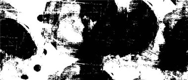 Grunge üst üste biniyor. Soyut siyah-beyaz vektör arkaplanı. Çatlak, leke ve noktalarda kirli desenli tek renkli klasik yüzey. Karanlık korku tarzında eski bir duvar.