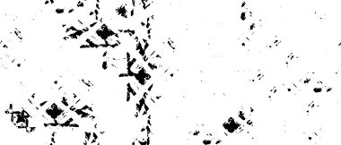 Grunge üst üste biniyor. Soyut siyah-beyaz vektör arkaplanı. Çatlak, leke ve noktalarda kirli desenli tek renkli klasik yüzey. Karanlık korku tarzında eski bir duvar.