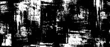 Grunge üst üste biniyor. Soyut siyah-beyaz vektör arkaplanı. Çatlak, leke ve noktalarda kirli desenli tek renkli klasik yüzey. Karanlık korku tarzında eski bir duvar.