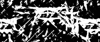 Grunge üst üste biniyor. Soyut siyah-beyaz vektör arkaplanı. Çatlak, leke ve noktalarda kirli desenli tek renkli klasik yüzey. Karanlık korku tarzında eski bir duvar.