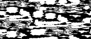 Grunge üst üste biniyor. Soyut siyah-beyaz vektör arkaplanı. Çatlak, leke ve noktalarda kirli desenli tek renkli klasik yüzey. Karanlık korku tarzında eski bir duvar.