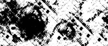 Grunge üst üste biniyor. Soyut siyah-beyaz vektör arkaplanı. Çatlak, leke ve noktalarda kirli desenli tek renkli klasik yüzey. Karanlık korku tarzında eski bir duvar.