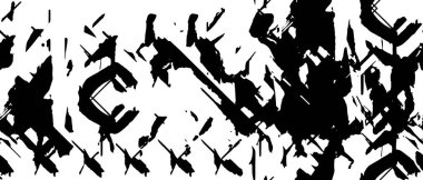 Grunge üst üste biniyor. Soyut siyah-beyaz vektör arkaplanı. Çatlak, leke ve noktalarda kirli desenli tek renkli klasik yüzey. Karanlık korku tarzında eski bir duvar.