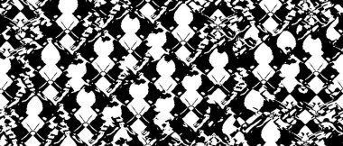 Grunge üst üste biniyor. Soyut siyah-beyaz vektör arkaplanı. Çatlak, leke ve noktalarda kirli desenli tek renkli klasik yüzey. Karanlık korku tarzında eski bir duvar.