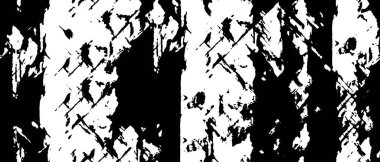 Grunge üst üste biniyor. Soyut siyah-beyaz vektör arkaplanı. Çatlak, leke ve noktalarda kirli desenli tek renkli klasik yüzey. Karanlık korku tarzında eski bir duvar.