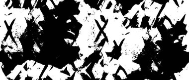 Grunge üst üste biniyor. Soyut siyah-beyaz vektör arkaplanı. Çatlak, leke ve noktalarda kirli desenli tek renkli klasik yüzey. Karanlık korku tarzında eski bir duvar.