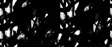 Grunge üst üste biniyor. Soyut siyah-beyaz vektör arkaplanı. Çatlak, leke ve noktalarda kirli desenli tek renkli klasik yüzey. Karanlık korku tarzında eski bir duvar.