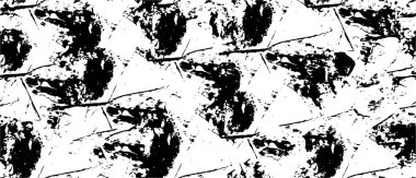 Siyah ve beyaz soyut arka plan. Noktaların, çatlakların, tozların, lekelerin tek renkli dokusu. Yazdırma ve tasarım için desen