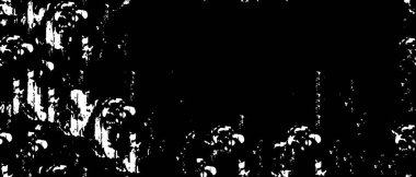 Grunge üst üste biniyor. Soyut siyah-beyaz vektör arkaplanı. Çatlak, leke ve noktalarda kirli desenli tek renkli klasik yüzey. Karanlık korku tarzında eski bir duvar.