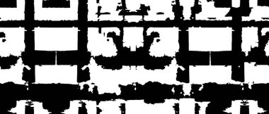 Grunge üst üste biniyor. Soyut siyah-beyaz vektör arkaplanı. Çatlak, leke ve noktalarda kirli desenli tek renkli klasik yüzey. Karanlık korku tarzında eski bir duvar.